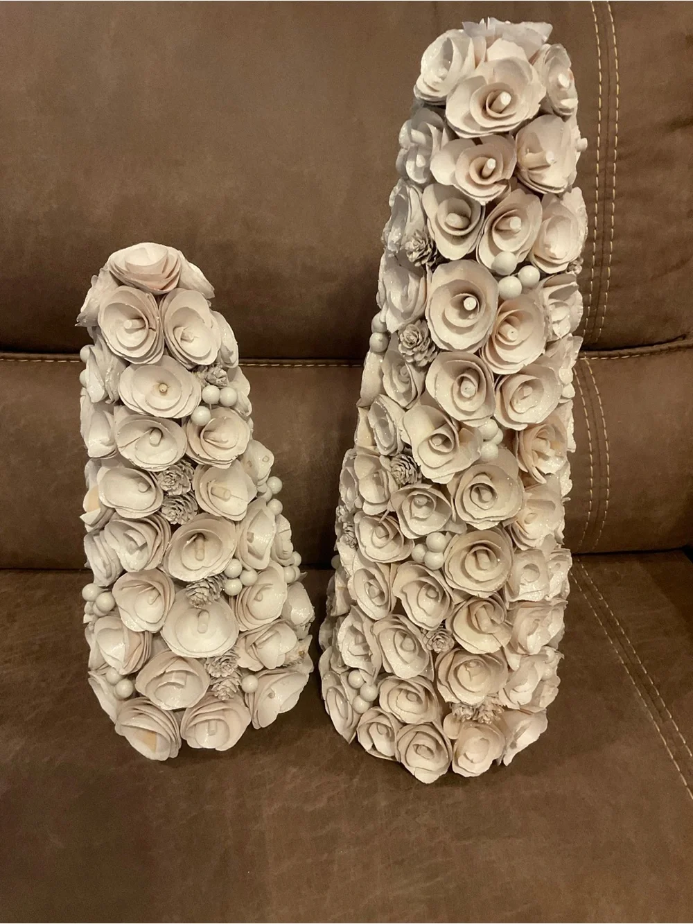 Smith & Hawken Cone Trees in White Glitter